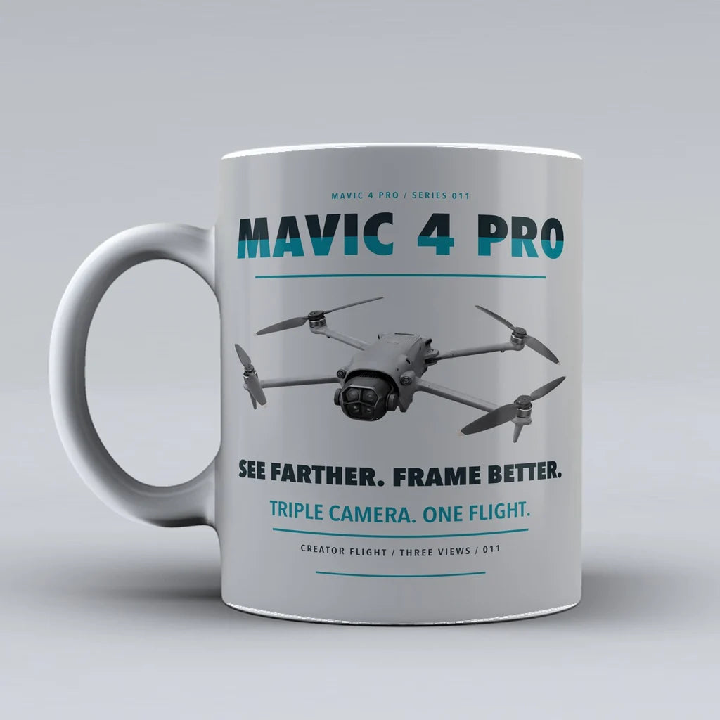Mavic 4 Pro Mug design on light gray dji