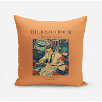 Thumbnail for VINTAGE G4106 - The Radio Room - Designed Pillows design on orange