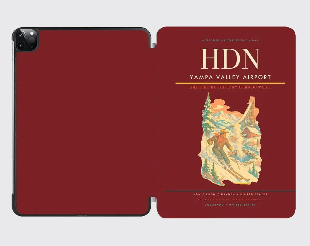 Yampa Valley Airport (HDN) design on dark red ipad tablet case