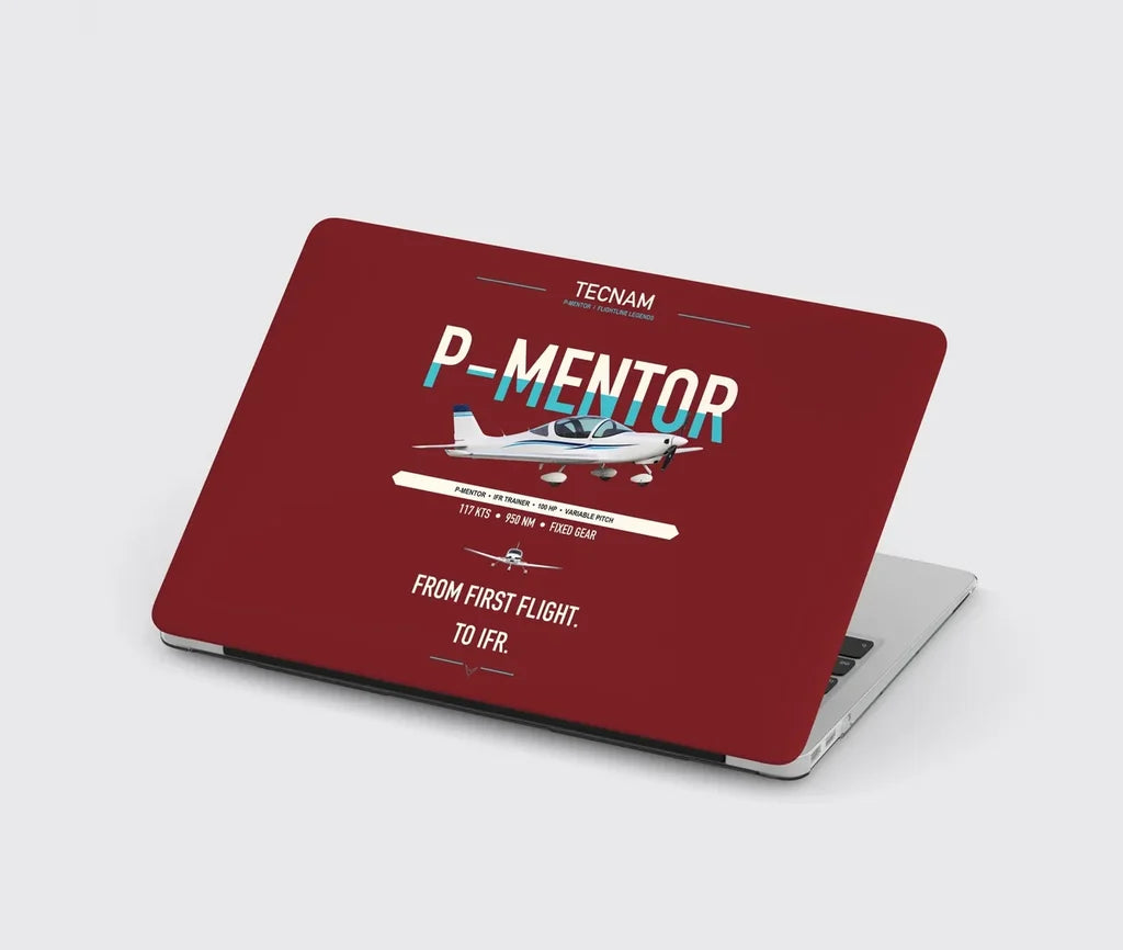 Tecnam P-Mentor design on dark red MacBook case