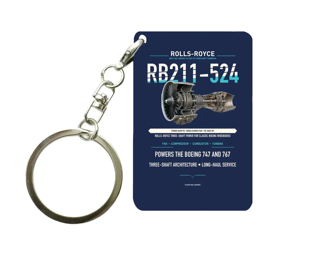 RB211-524 Key Chain design on navy blue key chain