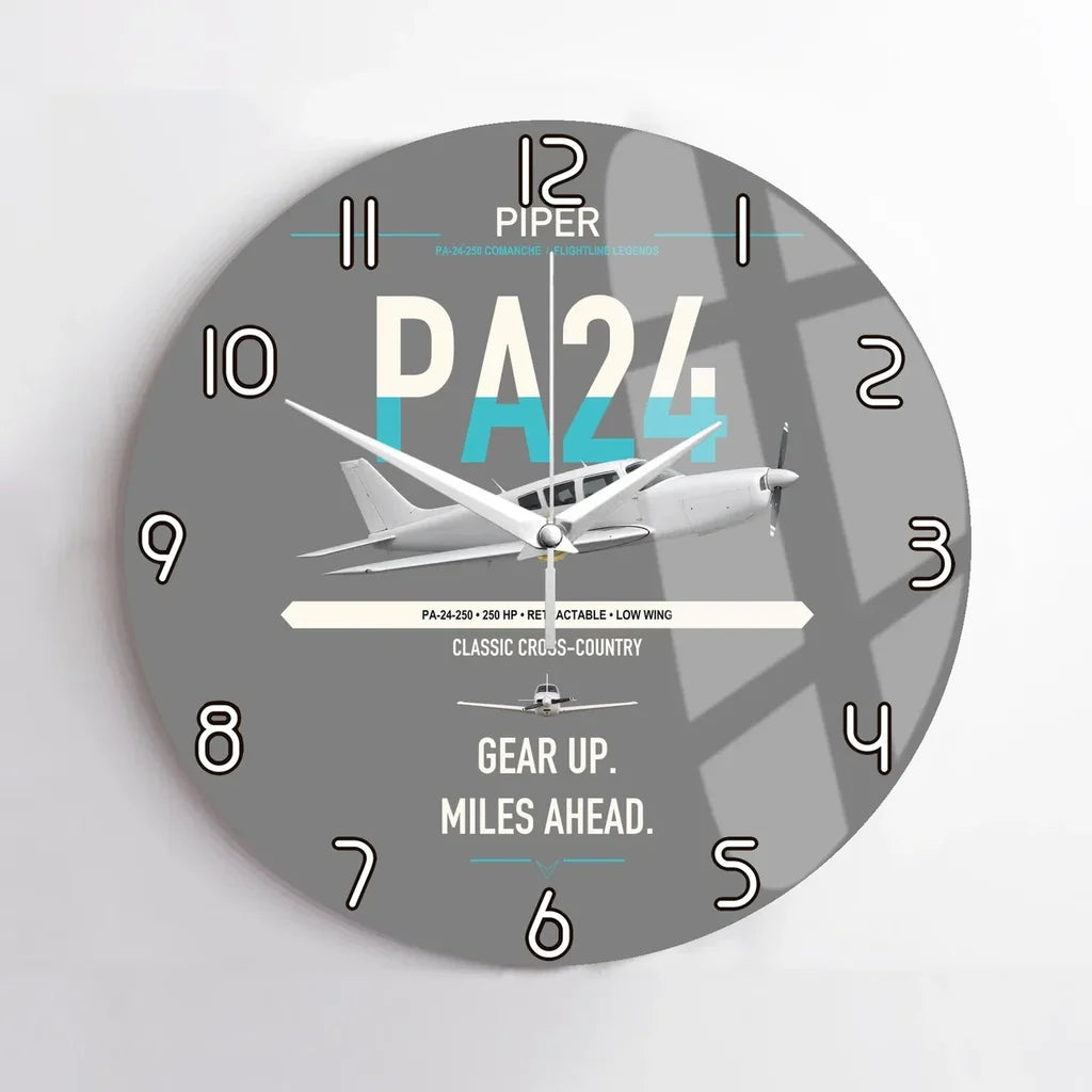 Piper PA-24-250 Comanche 250 design on gray no frame wall clock
