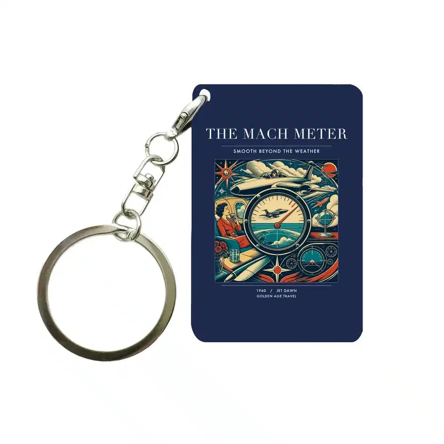 VINTAGE G4115 - The Mach Meter - Designed Key Chain design on navyblue