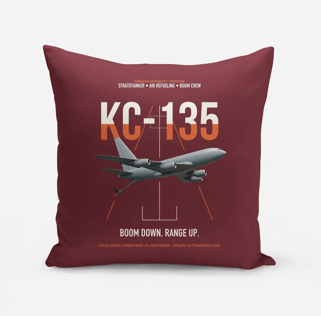 KC-135 STRATOTANKER design on dark red pillow