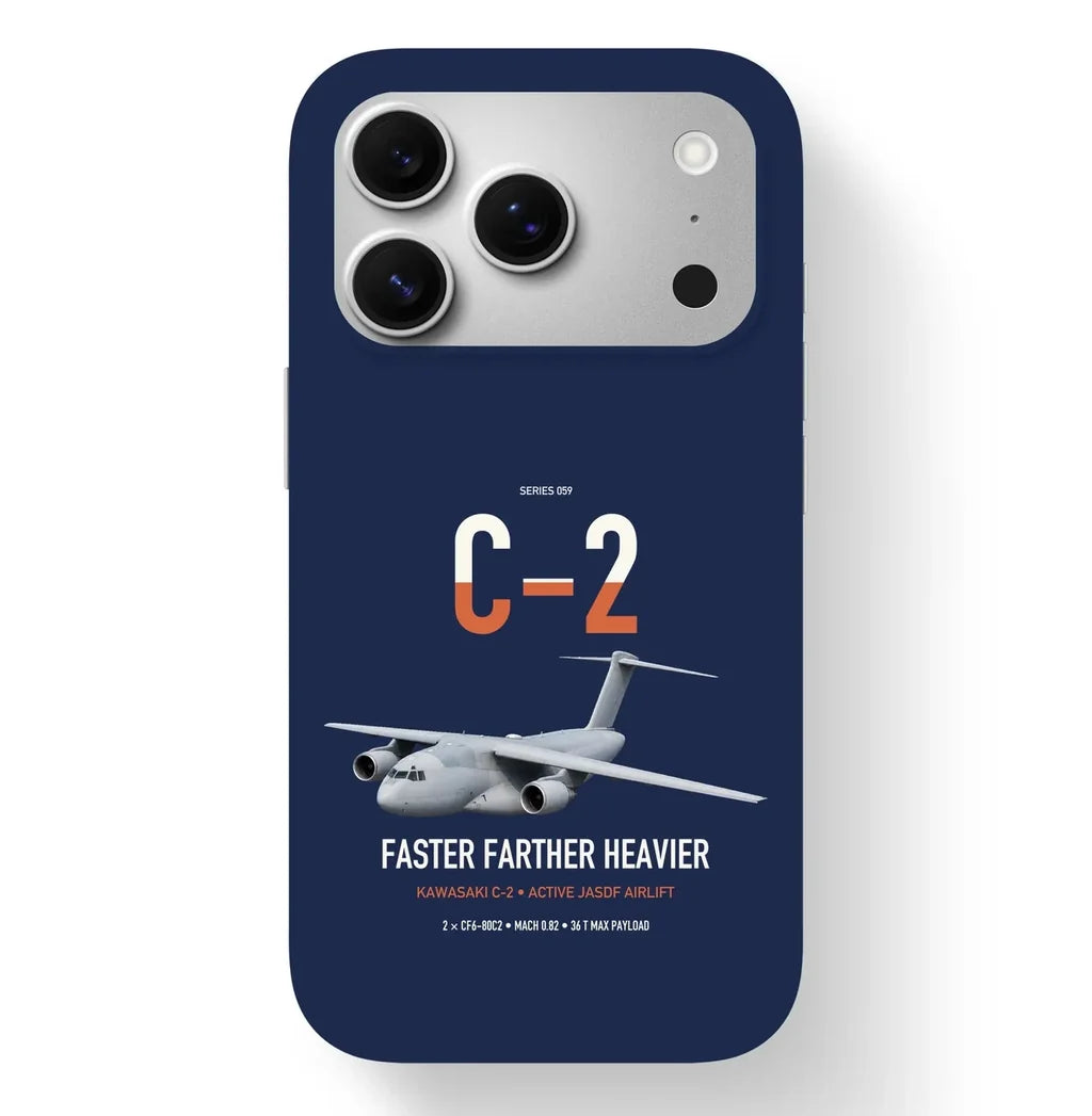 Kawasaki C-2 design on navy blue magsafe iphone case, for iPhone 17 Pro