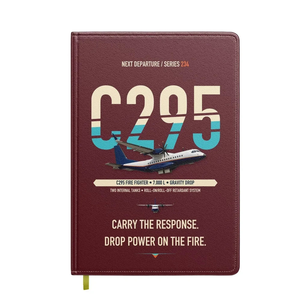 Airbus C295 Firefighter design on dark red notebook
