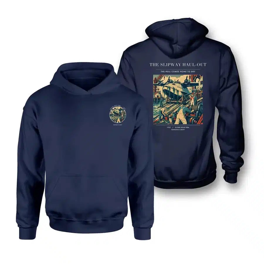 VINTAGE G4440 - The Slipway Haul-Out - Double-Side Hoodie design on navyblue double side