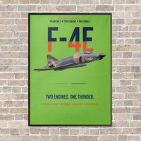 Thumbnail for F-4E Phantom II Two Engines One Thunder vertical canvas print - framed - light green background