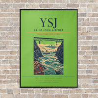 Thumbnail for Saint John Airport YSJ vertical canvas print - framed - light green background