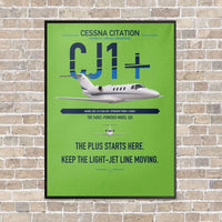 Thumbnail for Cessna Citation CJ1+ vertical canvas print - framed - light green background