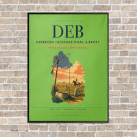 Thumbnail for Debrecen International Airport DEB vertical canvas print - framed - light green background