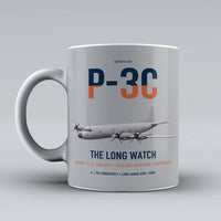 Thumbnail for P-3C Orion design on light gray ceramic mug, double-side print