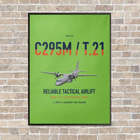Thumbnail for Airbus C295M T.21 vertical canvas print - framed - light green background