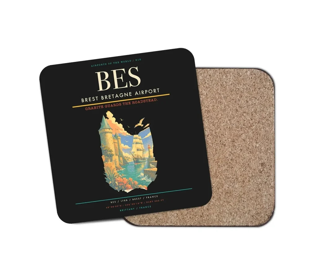 Brest Bretagne Airport BES Coaster 1-Piece - Black