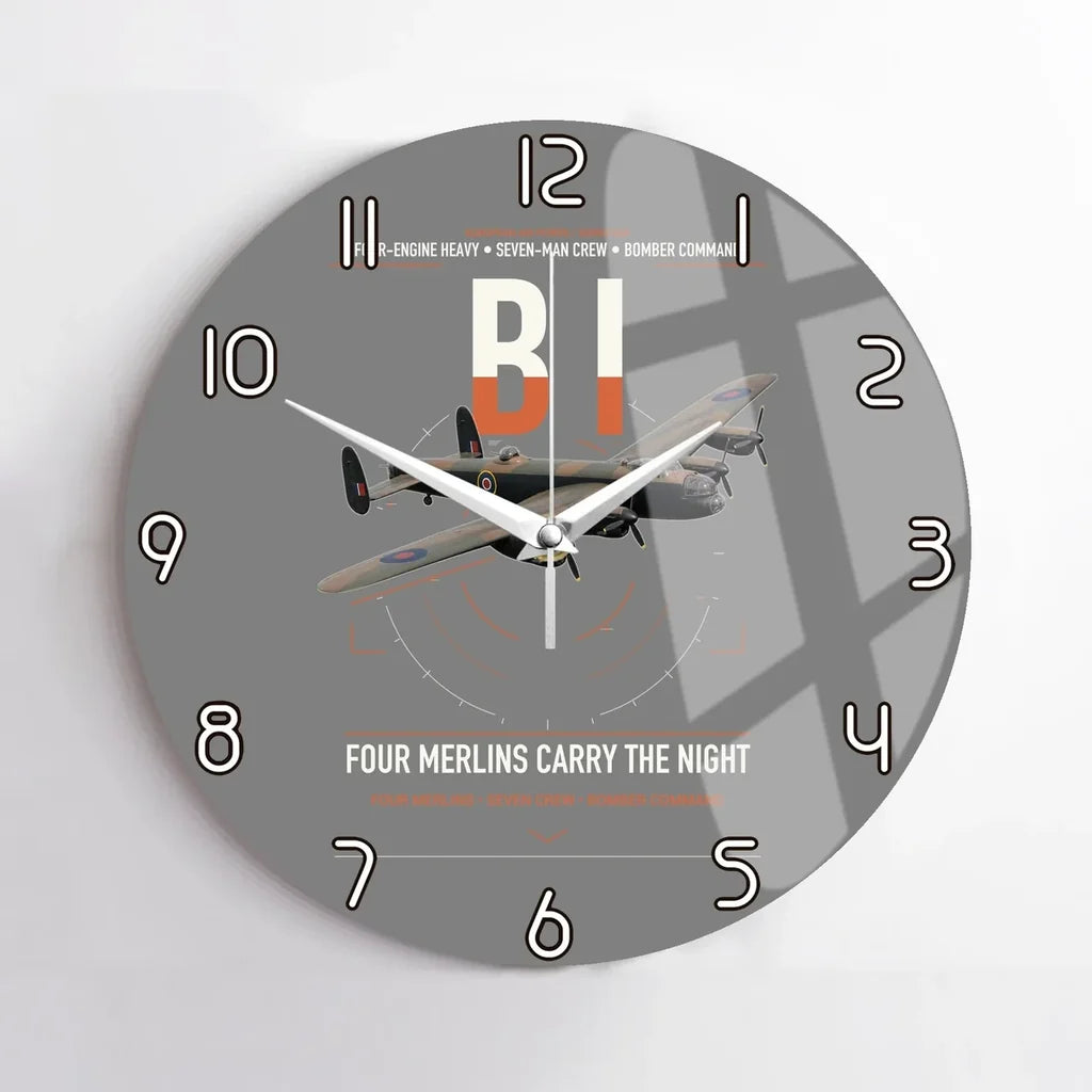 Avro Lancaster B I design on gray no frame wall clock
