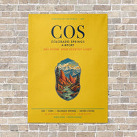 Thumbnail for Colorado Springs Airport COS vertical canvas print - no frame - yellow background