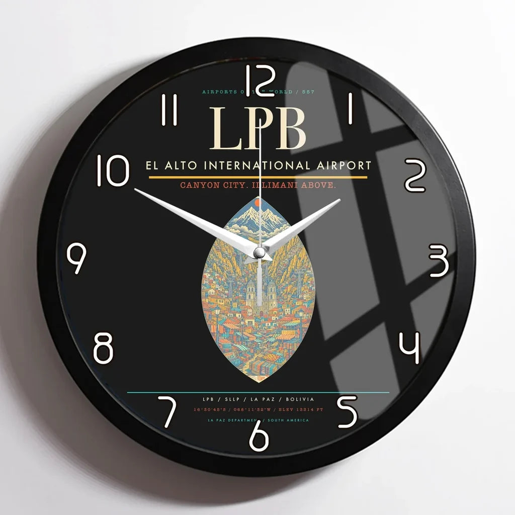 El Alto International Airport LPB Wall-Clock Framed - Black
