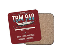 Thumbnail for Daher TBM 960 design on dark red 1 piece coaster