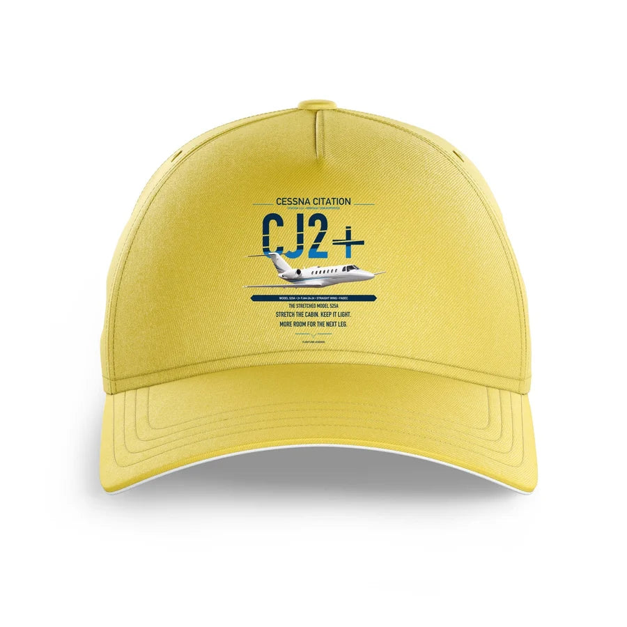 Cessna Citation CJ2+ design on yellow printed hat