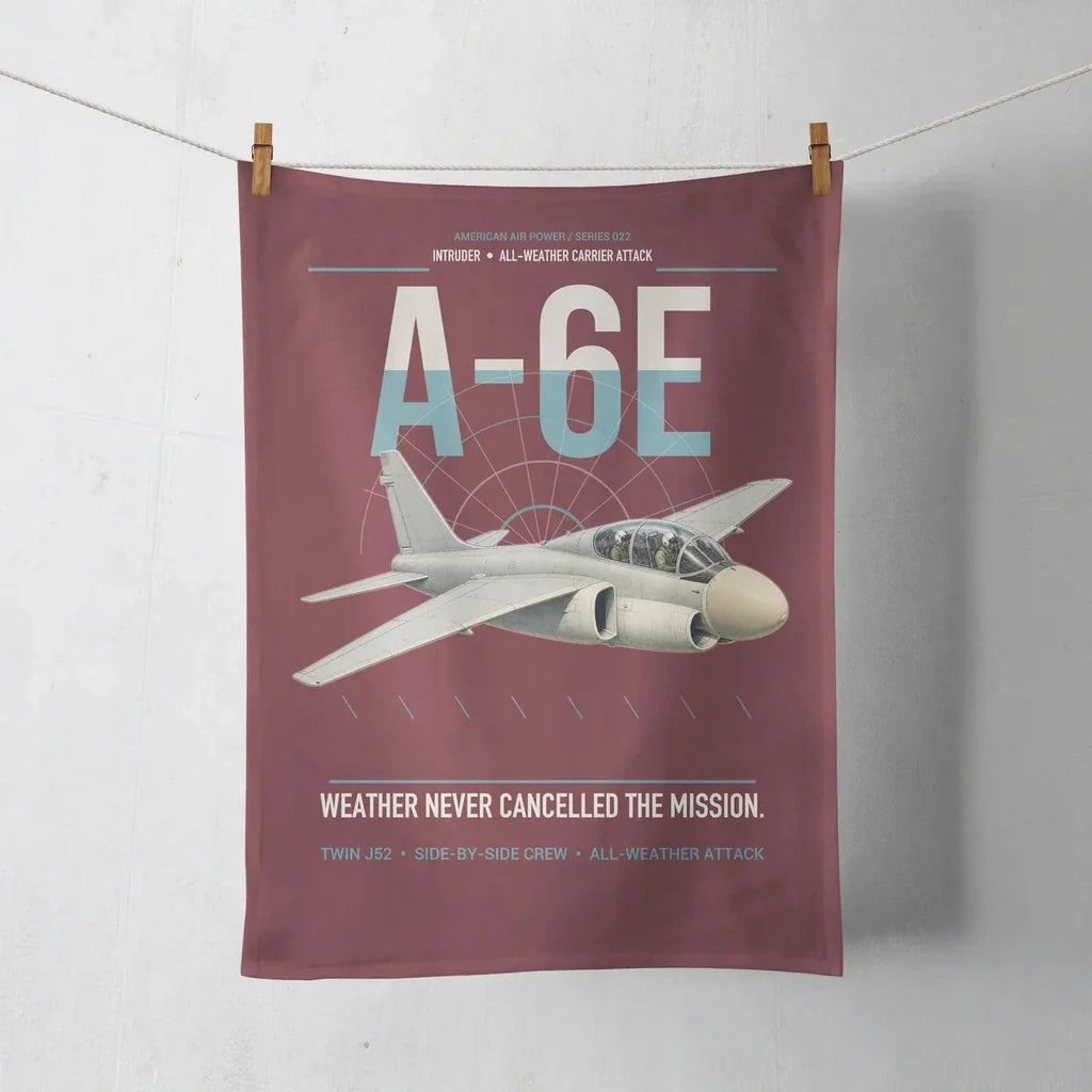 A-6E Intruder design on dark red towel