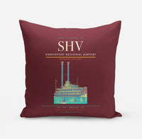 Thumbnail for Shreveport Regional Airport (SHV) design on dark red pillow