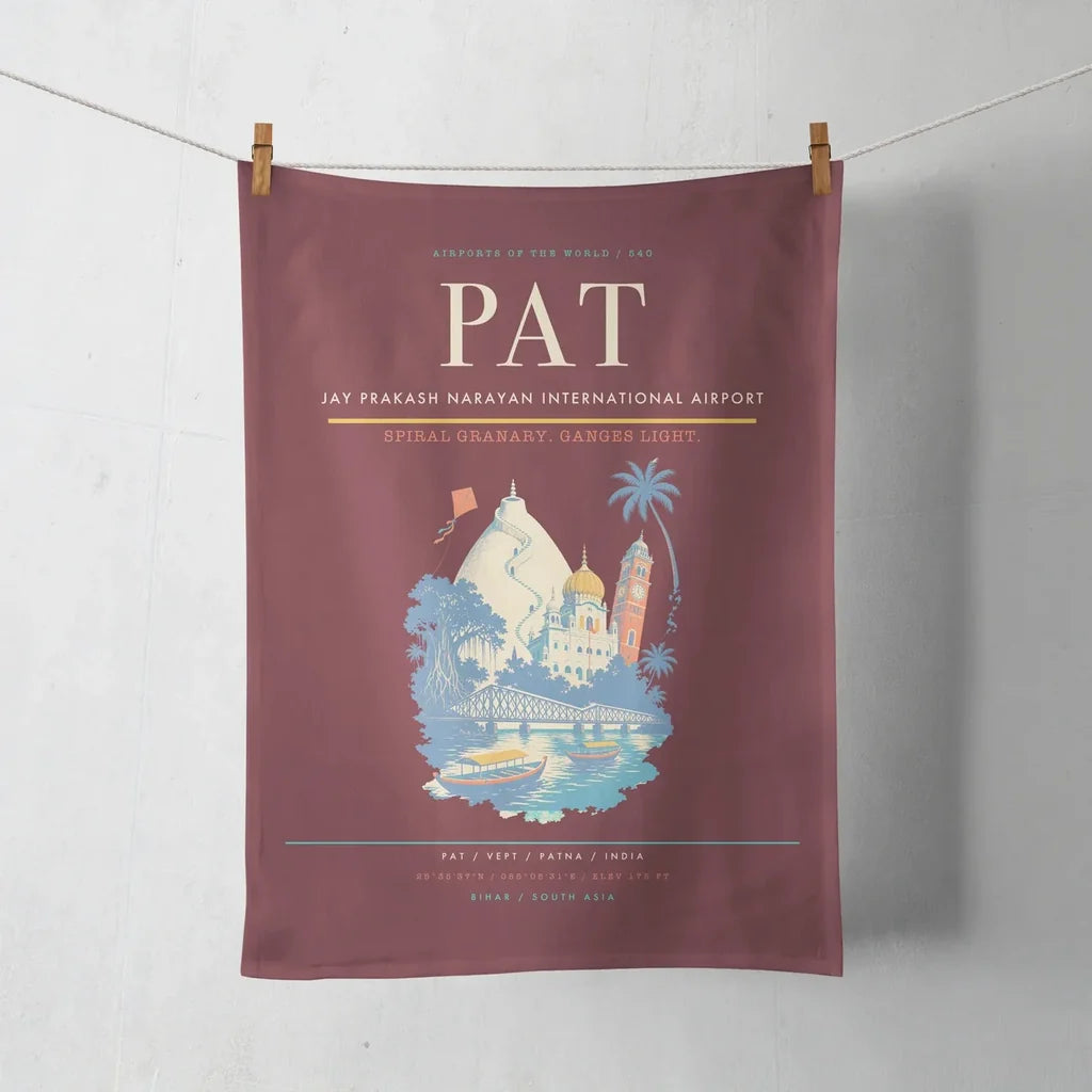 Jay Prakash Narayan International Airport (PAT) design on dark red towel