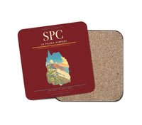 Thumbnail for La Palma Airport (SPC) design on dark red 1 piece coaster