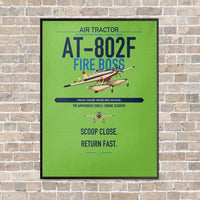 Thumbnail for Air Tractor AT-802F Fire Boss vertical canvas print - framed - light green background