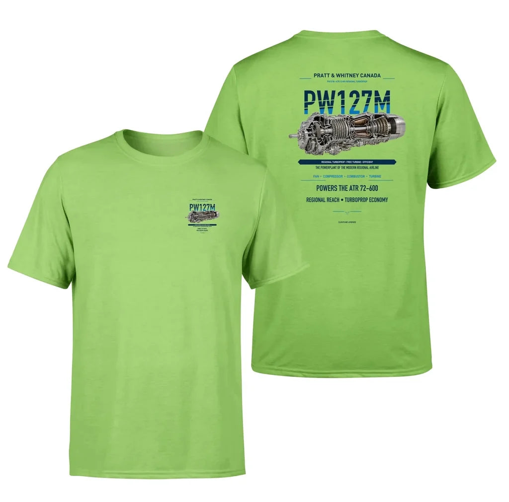 PW127M design on light green t shirt