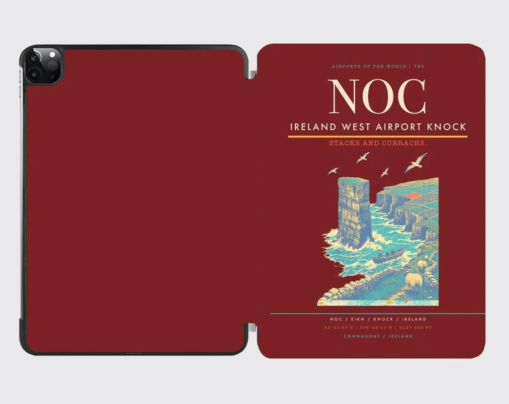 Ireland West Airport Knock (NOC) design on dark red ipad tablet case