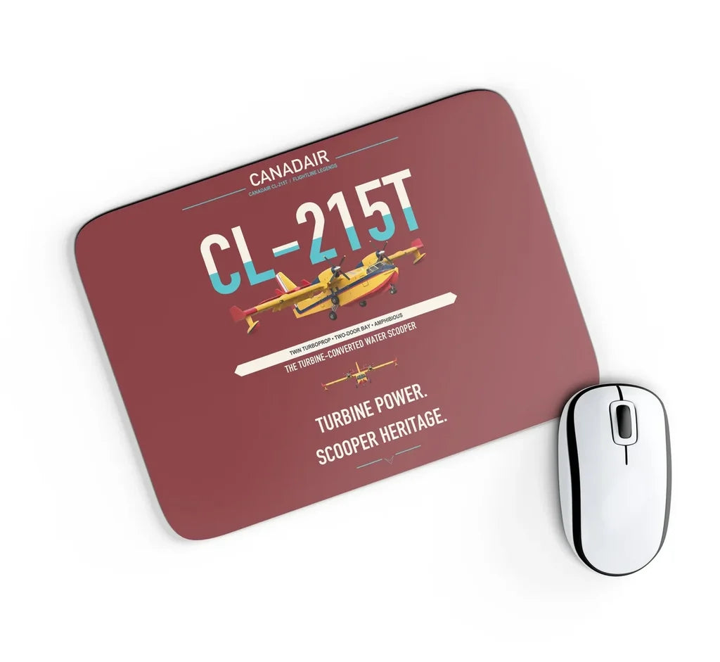 Canadair CL-215T design on dark red rectangle mouse pad