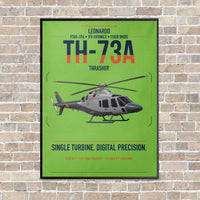 Thumbnail for Leonardo TH-73A Thrasher vertical canvas print - framed - light green background