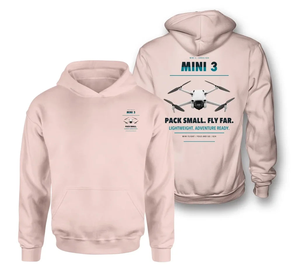 DJI Mini 3 design on pink hoodie