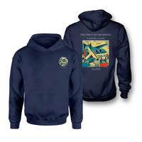 Thumbnail for VINTAGE G4228 - The First Jet Boarding - Double-Side Hoodie design on navyblue double side