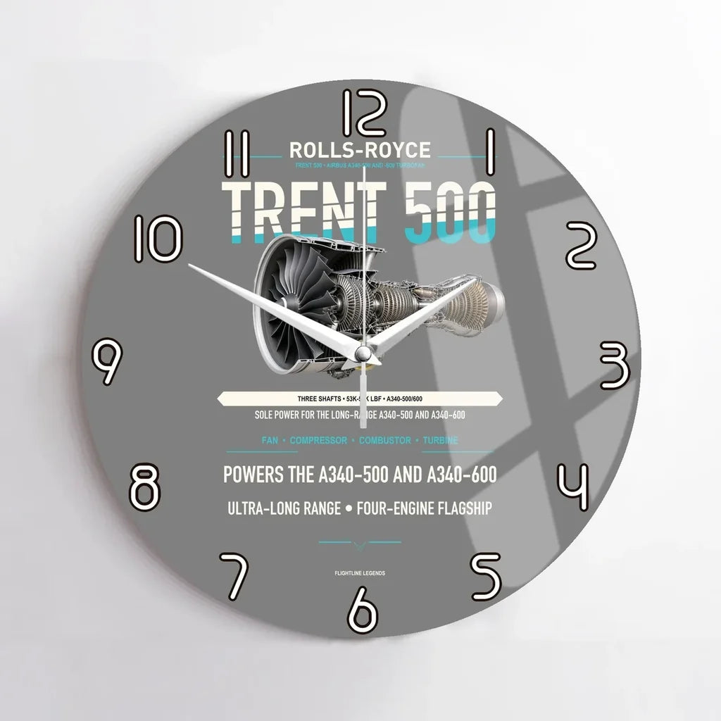 TRENT 500 design on gray no frame wall clock
