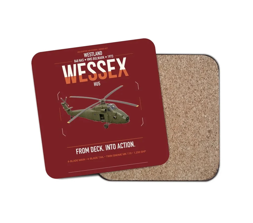 Westland Wessex HU5 design on dark red 1 piece coaster