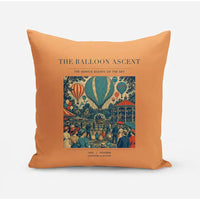 Thumbnail for VINTAGE G4011 - The Balloon Ascent - Designed Pillows design on orange