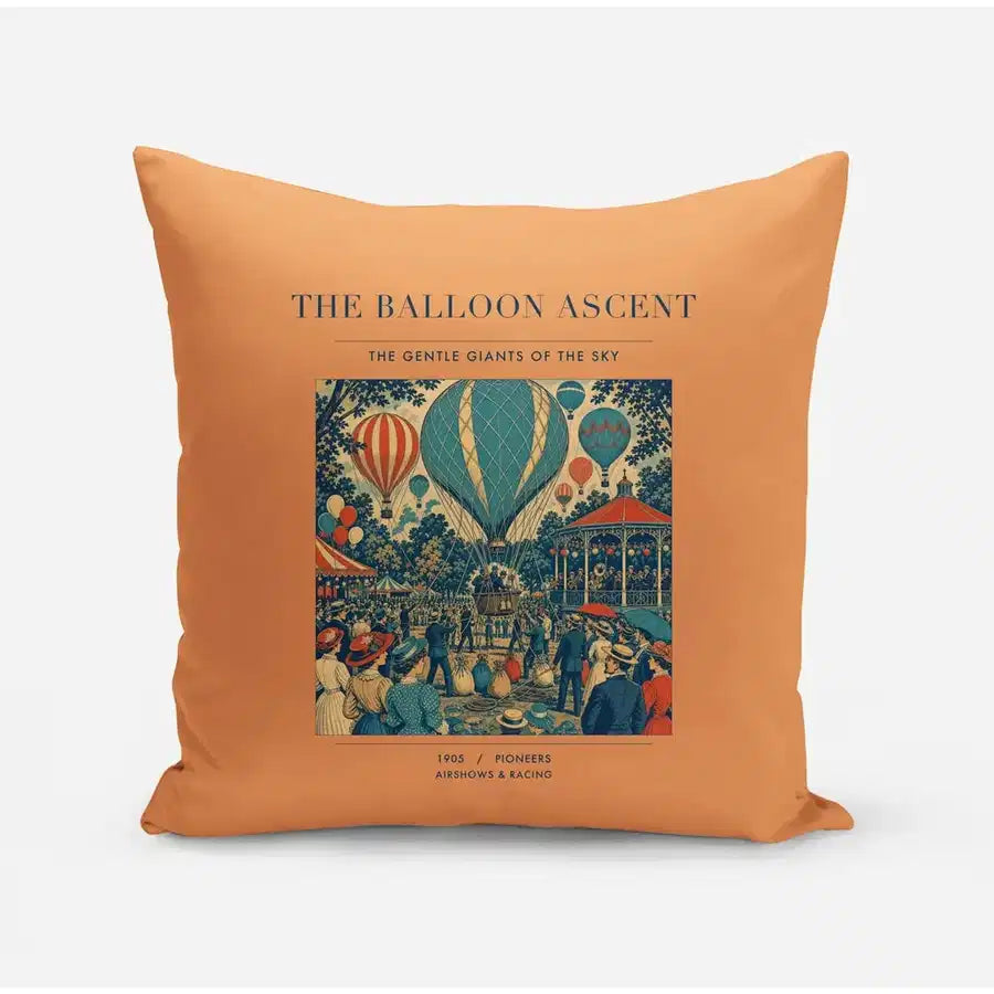 VINTAGE G4011 - The Balloon Ascent - Designed Pillows design on orange