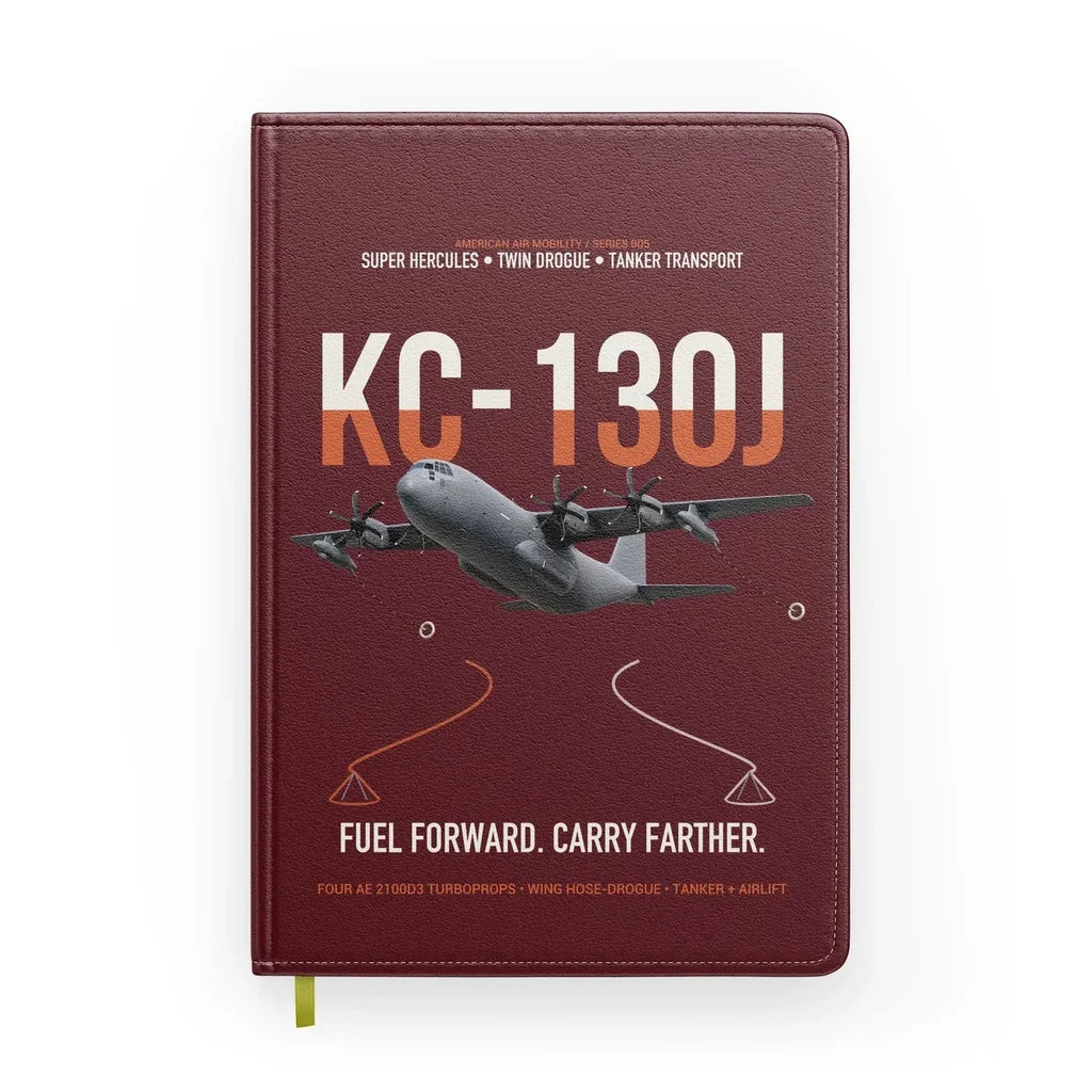 KC-130J SUPER HERCULES design on dark red notebook
