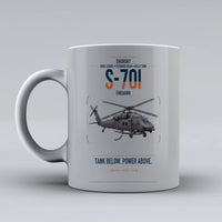 Thumbnail for Sikorsky S-70i FIREHAWK design on light gray ceramic mug, double-side print