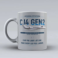 Thumbnail for Cessna Citation CJ4 Gen2 design on light gray ceramic mug, double-side print