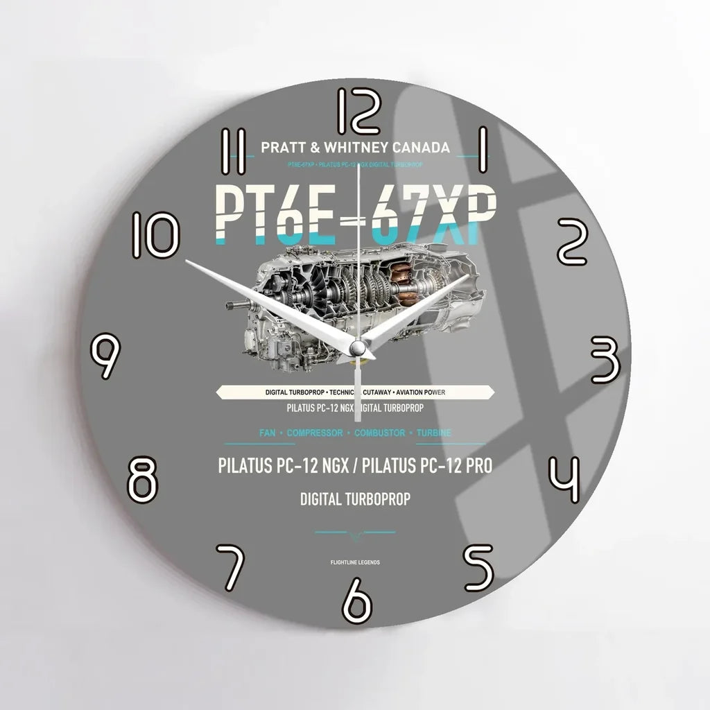 PT6E-67XP design on gray no frame wall clock