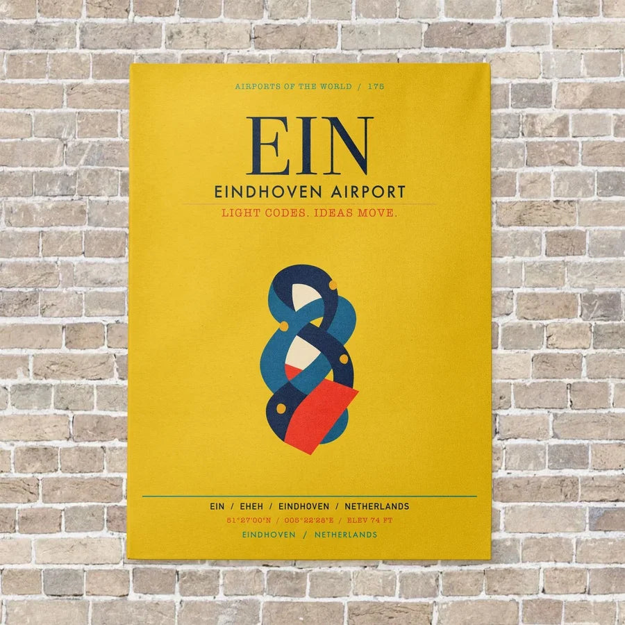 Eindhoven Airport EIN vertical canvas print - no frame - yellow background