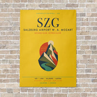 Thumbnail for Salzburg Airport SZG vertical canvas print - no frame - yellow background