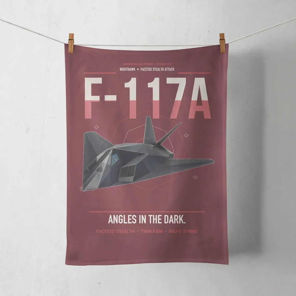F-117A Nighthawk design on dark red towel