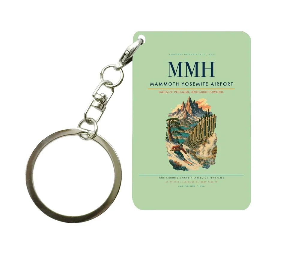 Mammoth Yosemite Airport (MMH) design on light green key chain