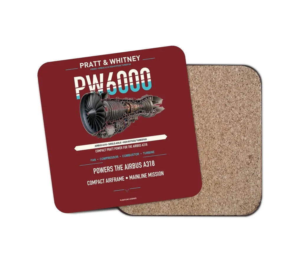 PW6000 design on dark red 1 piece coaster
