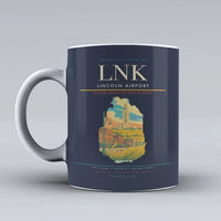Thumbnail for Lincoln Airport (LNK) airport code design on dark blue ceramic mug