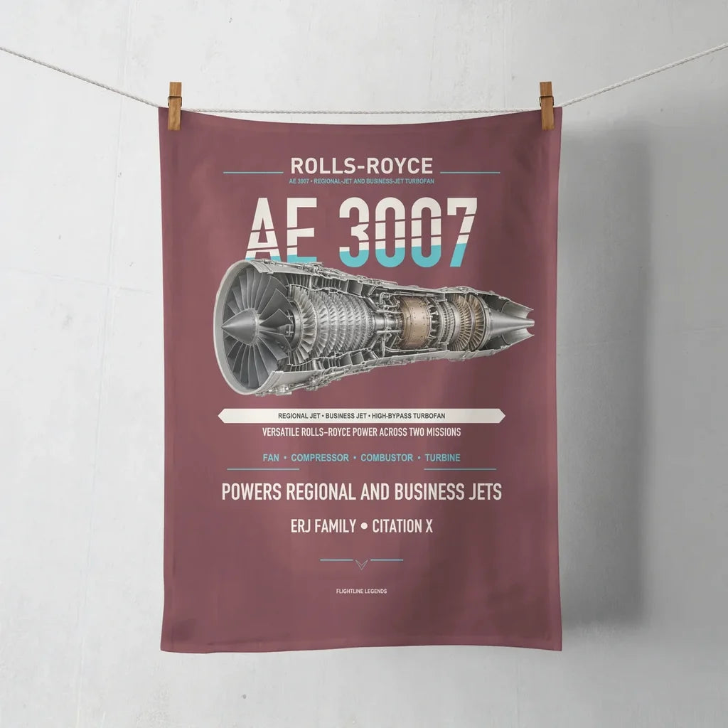 AE 3007 design on dark red towel