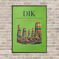 Thumbnail for Dickinson Theodore Roosevelt Regional Airport DIK vertical canvas print - framed - light green background